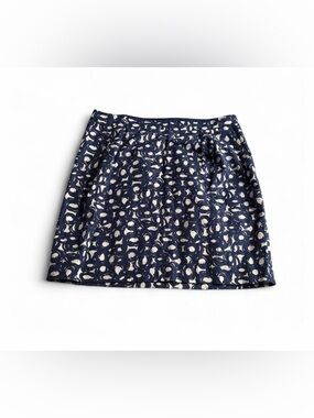 Boden Pencil Skirt Womens 16 Blue White Linen Blend Lined Pockets Boho Preppy